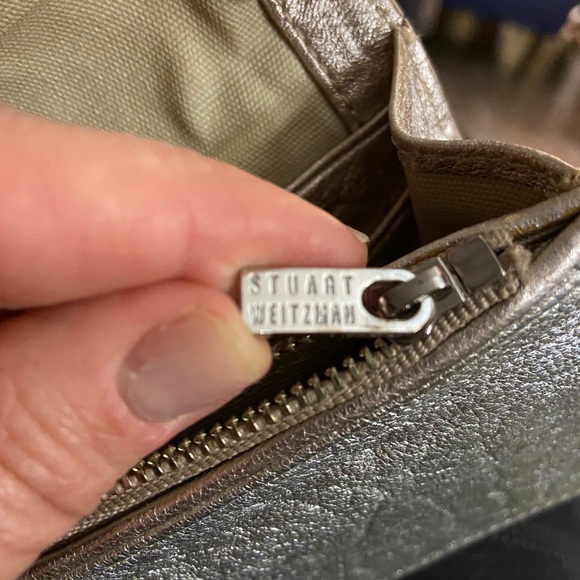 Stuart Weitzman Metallic Rose Gold Silver Chain purse wallet clutch - Picture 14 of 14